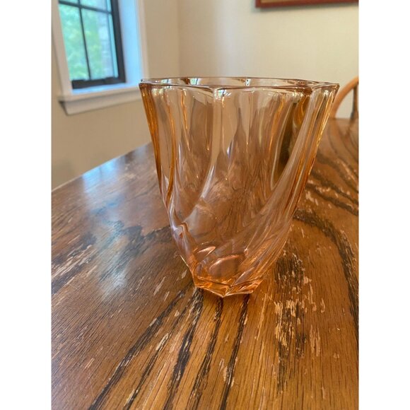 Vintage ART DECO Vase PINK Swirl GLASS 5" - Picture 6 of 7